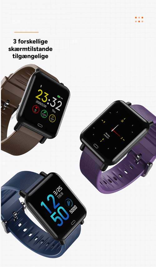iWatch med forskellige skærmvisninger og remfarver