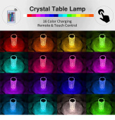 Krystal bordlampe LED med 16 farver Krystal bordlampe LED med 16 farver