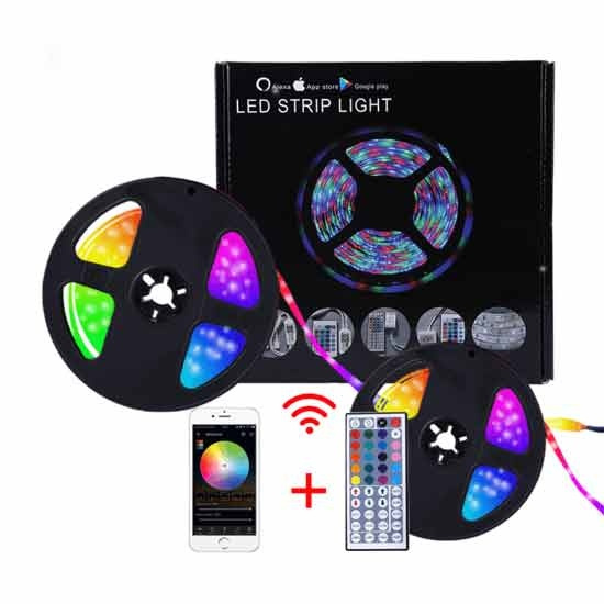 Smart Home LED-strip RGB, WiFi, dæmpbar, 5 m - Hvid