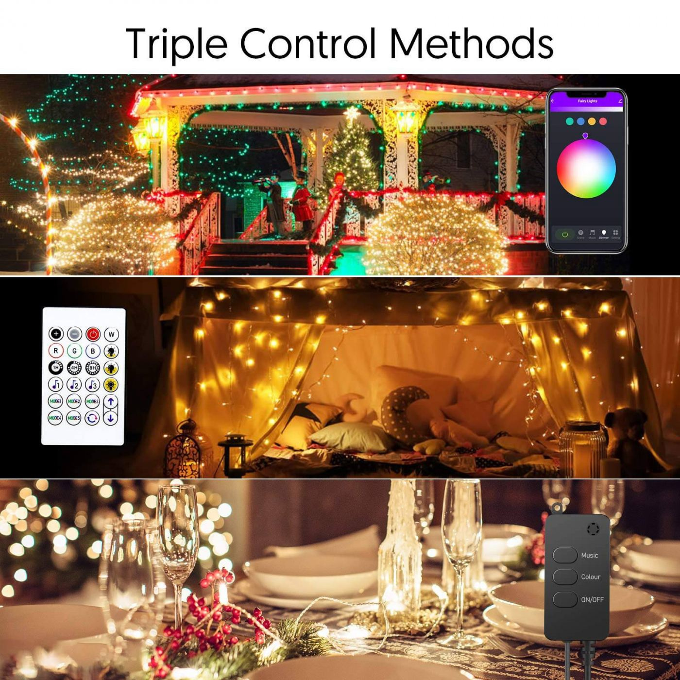 Smart julelys 10 m - app-styret LED, inde og ude