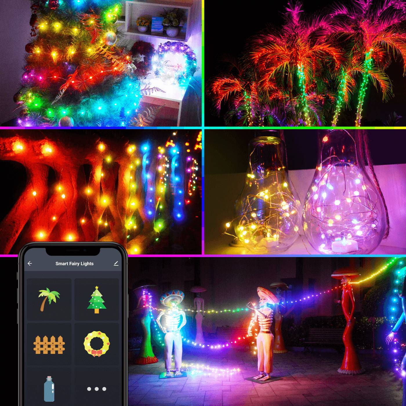 Smart julelys 10 m - app-styret LED, inde og ude